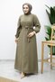 Beli Belted Crew Neck Dress Tsd260212 Khaki