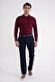 Comfort Fit Cotton Zippered Polo Collar Long Sleeve Claret Red T-Shirt Ts 919 - 2