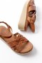 Zri̇n-138 Premium Tan Genuine Leather Orthopedic Sole Women's Sandals - 5