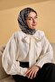 وشاح حرير تويل منقوش باللون الأسود - 5