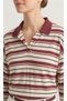 Çizgili Oversize Polo Yaka Örme Bluz - 3