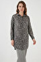 Women's Shirt Collar Patterned Viscose Black Tunic - 4