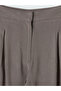 Brown Linen Blend Pleated Women's Trousers - 2