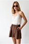 Women's Brown Belted Pocketed Bridge Detailed Atlas Shorts Şrt-19000091 - 2