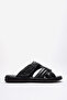 Men's Cross-Strapped Slippers Real Leather Dc 1143 Black