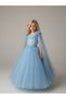 Girl's Princess Model Evening Dress with Sleeve Detail - 4