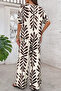 New Season Women's Short Sleeve V-Neck Patterned Aerobin Blouse and Trousers Holiday Double Set - 5