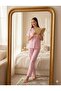 Women's Buttoned Short Sleeve Straight Leg Striped Pajama Set - 4