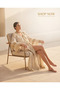 Women's Ethnic Patterned Gold Glitter Bohemian Outerwear - Stylish Kimono with Flared Sleeve Detail - 4