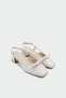 Cardi Bow Detailed Women's Ecru Patent Leather Heeled Shoes - 3