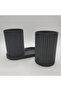 Modern Striped Double Toothbrush Holder and Makeup Brush Organizer Set - Bathroom Organizer with Bottom Tray - 2