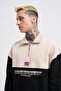 Men's Yoke Detail Sweatshirt Black-Light Beige - 3