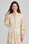 Women Floral Pattern Maxi Dress, Beige - 3