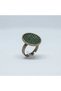 Bronze Vintage Women's Ring Authentic Copper Jewelry Green Zircon Inlaid Round Model Adjustable - 2