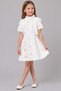 Girl's White Dress with Ribbon Detail at the Collar and Daisy and Stone Embroidery on It - 4