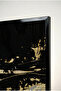 Gold Foil and Black, Beige Toned Glass Table - Black Metal Framed Table for Home, Business, and School - 4