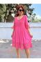 Back Guipure Dress Pink - 5
