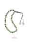 Certified 8 mm Prehnite Stone Lotus Flower Steel Tassel Natural Stone Prayer Beads