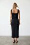 Black Square Collar Strappy Wrap Dress Alc-X15523 - 4