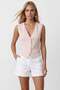 Powder Pink V-Neck Vest with Stitching Detail Alc-X15496