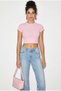 Women's Pink Short Sleeve Crew Neck Crop T-Shirt 60286904 - 3
