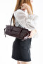 Burgundy Baguette Women's Shoulder Bag with Flap and Zipper Closure, Kayak Model, Crocodile Pattern - 2