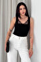 Women's Lace Detailed Square Neck Lined Athlete Blouse - 5
