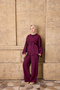 Women's Tie-Detail Shirt Set, Plum - 2