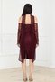 Beaded Strapless Neckline Lace Pencil Dress - Cherry - 8