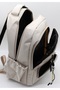 Beige Color Luxury Satin Water Resistant Fabric Unisex Large Size Middle School High School School Backpack and Travel Bag - 6