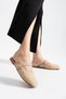 Beige tweed fabric women's slippers - stylish buckled soft sole everyday slippers - 4
