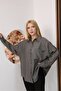 Women's Oversize Siena Fabric Shirt with Pocket Detail - 2