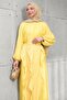 Mustard Color Balloon Sleeve Dress with Skirt - 3