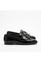 Women's Patent Leather Loafer Shoes with Gold Accessory Detail, Stylish Daily Office Flats, Casual Moccasins - 2
