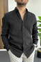 Men's Muslin Fabric Cotton Shirt Black Edw488