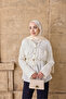 Women's Symmetrical Pattern Waist Tie Shirt Ecru - 4