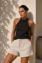 Black Halter Neck Cotton Viscose Slim Knitwear Blouse