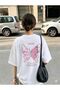 Women's Pink Butterfly Printed Comfortable T-Shirt Suitable for Daily Use - 2