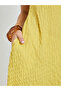 Yellow Textured Puff Sleeves Midi Dress - 4