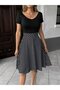 Women's Short Sleeve V-Neck Top Viscose Bottom Polka Dot Short Knitted Crepe Dress