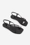 Women's Blunt Toe Stoned Cross-Strapped Flip-Flop Casual Sandals Zarev Black Satin - 6
