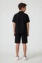 Black Boy's Linen Shirt and Shorts 3-Piece Set 24581 - 7