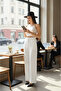 Women's High Waist Draped Wide Leg Premium Palazzo Trousers with Elastic Back - 5