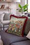 Medieval Castle Harvest Scene Fringed Throw Pillow Cover - Burgundy Tassel Tapestry Pillowcase - 2