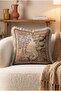 Goblet Tapestry Landscape Bird Motif Fringed Throw Pillow Cover - Cream Tassel Pillowcase - 5