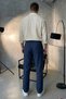 Men's Navy Blue Relaxed Fit Summer 100% Pure Cotton Lightweight and Breathable Muslin Trousers - 8