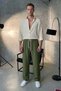 Men's Khaki Relaxed Fit Summer 100% Pure Cotton Lightweight and Breathable Muslin Trousers - 2