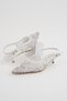 Spri̇ng Floral Patterned Tulle Textured Pointed Toe Open Back Women's Heeled Shoes - 6