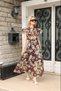 Ruffled Cotton Chiffon Lined Coffee-Colored Dress - 4