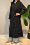 Safari Cap with Lace-Up Collar and Snap Fasteners on the Front 811 Black - 3